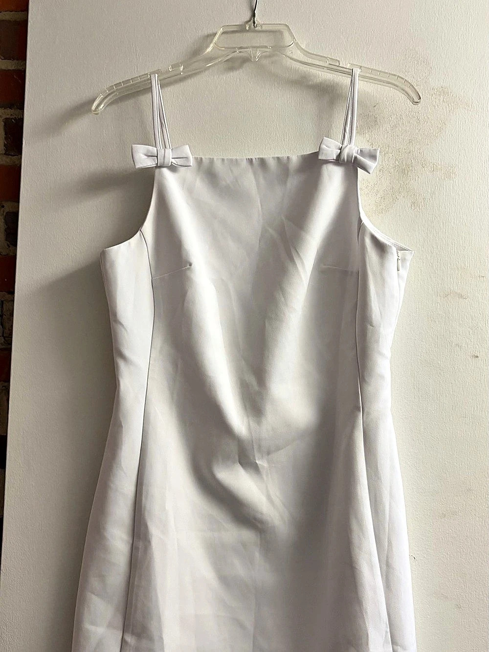endless rose Bow Tie Scoop Neck Mini Dress in White, Medium